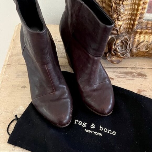 Rag & Bone Newberry Brown Leather Heeled Boots, Size 7 - Picture 5 of 6